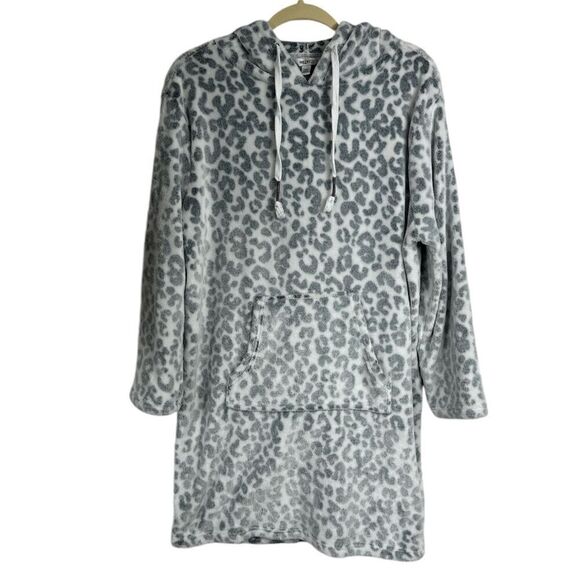 Wildfox Ultra Plush Hooded Lounger Soft Snow Leopard Size S/M - Picture 2 of 11